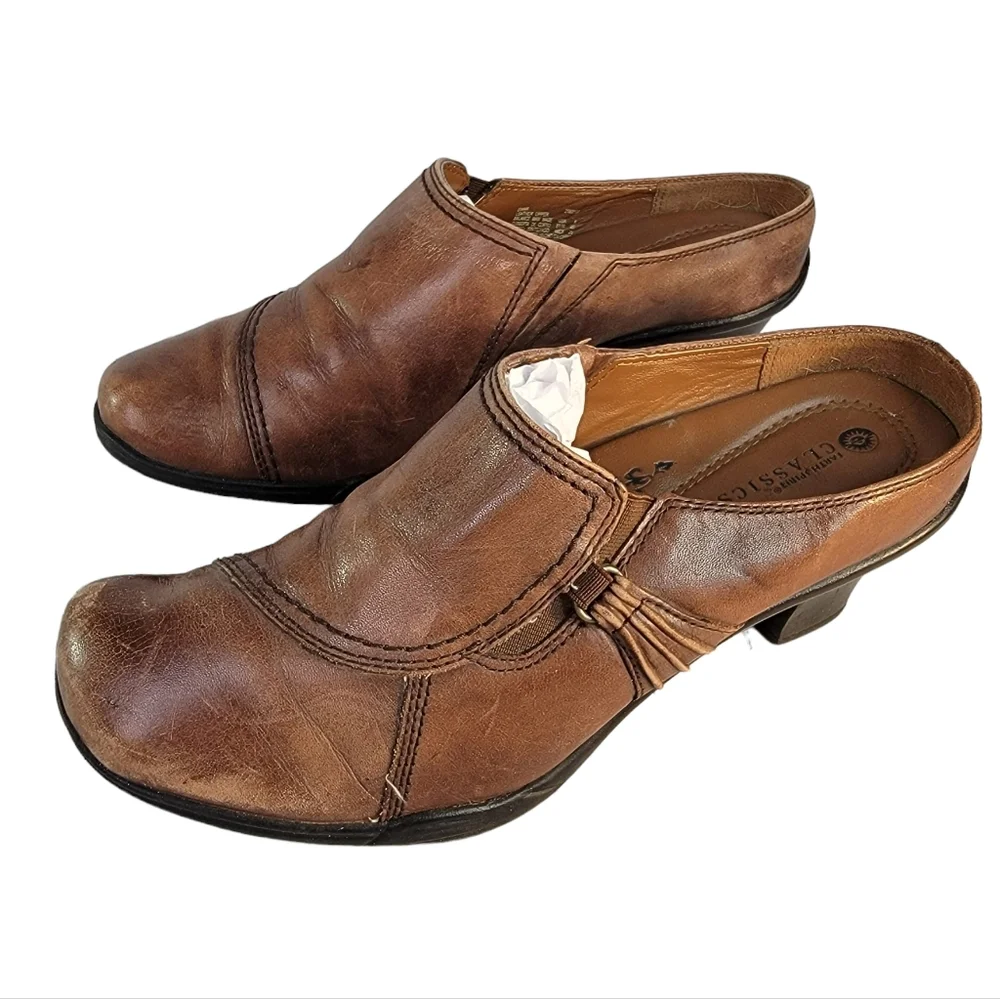 Earth Spirit Claasic Emma Leather Upper Brown Clog Women's Size 8 - Picture 3 of 16